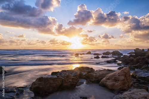Beautiful sunset on the Mediterranean sea coast © Leonid