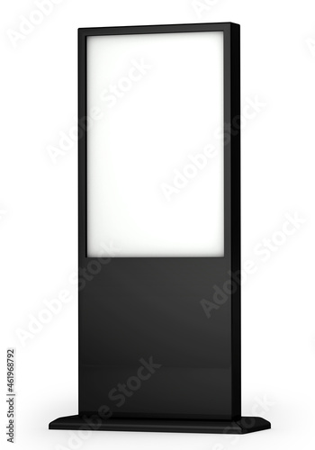 Black signboard with blank white sign mock up isolated on white. 3D illustration.
