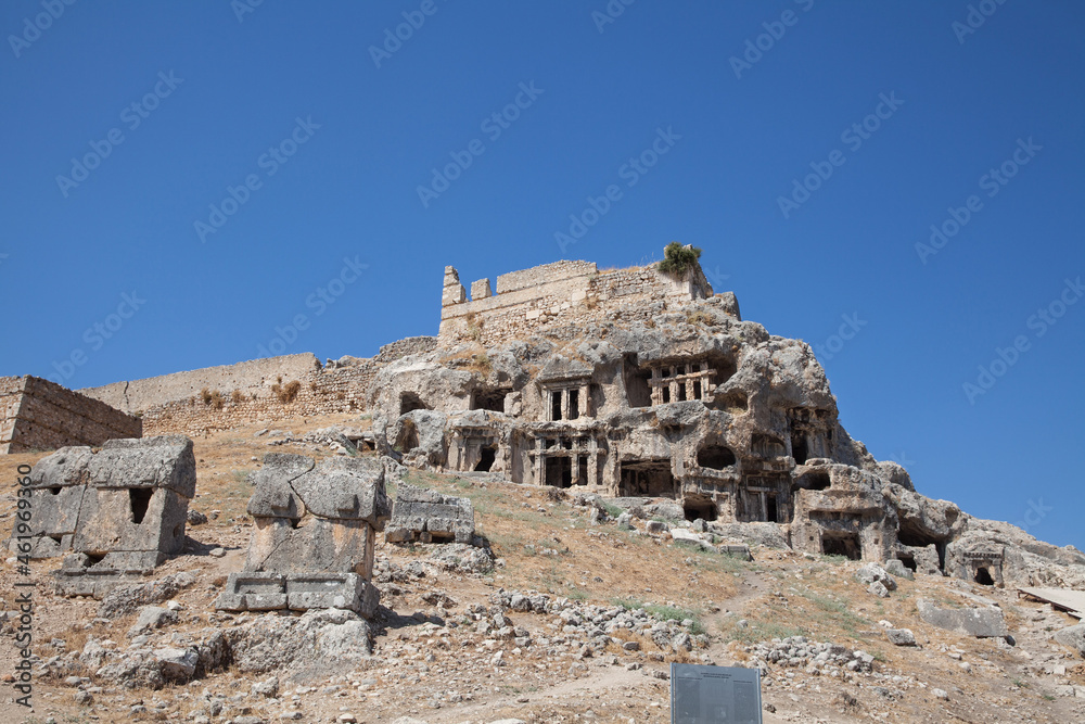 Tlos, Ruins of the ancient town near the city of Fethiye, Mugla province, Turkey. Tlos, Ruins of the ancient town near the city of Fethiye, Mugla province, Turkey.
