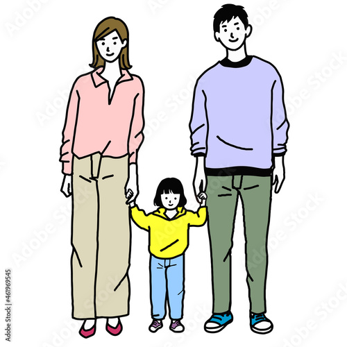 家族の線画ベクターイラスト