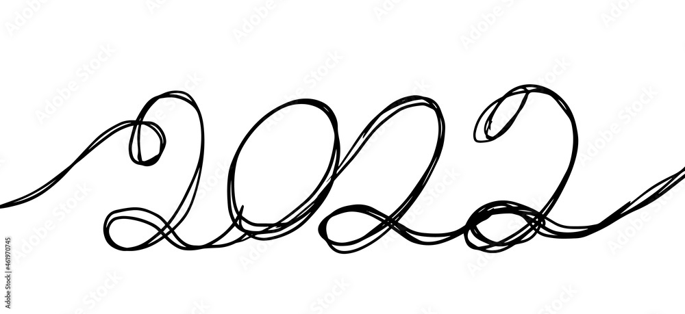 Pen drawing 2022 calligraphy . Vector illustration Pen drawing 2022 calligraphy . Vector illustration