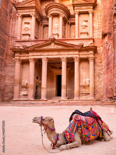 Al-Khazneh (The Treasury) one of the most elaborate temples in the ancient city of Petra, Jordan.