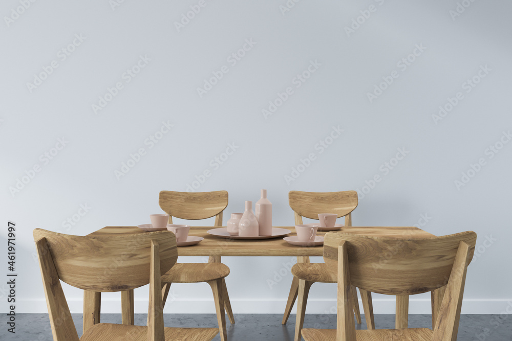White dining room interior with furniture, mockup White dining room interior with furniture, mockup