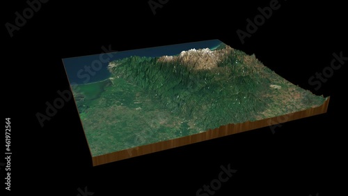 Sierra Nevada de Santa Marta National Natural Park terrain map 3D render 360 degrees loop animation photo