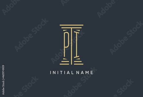 PI initial monogram with pillar shape logo design