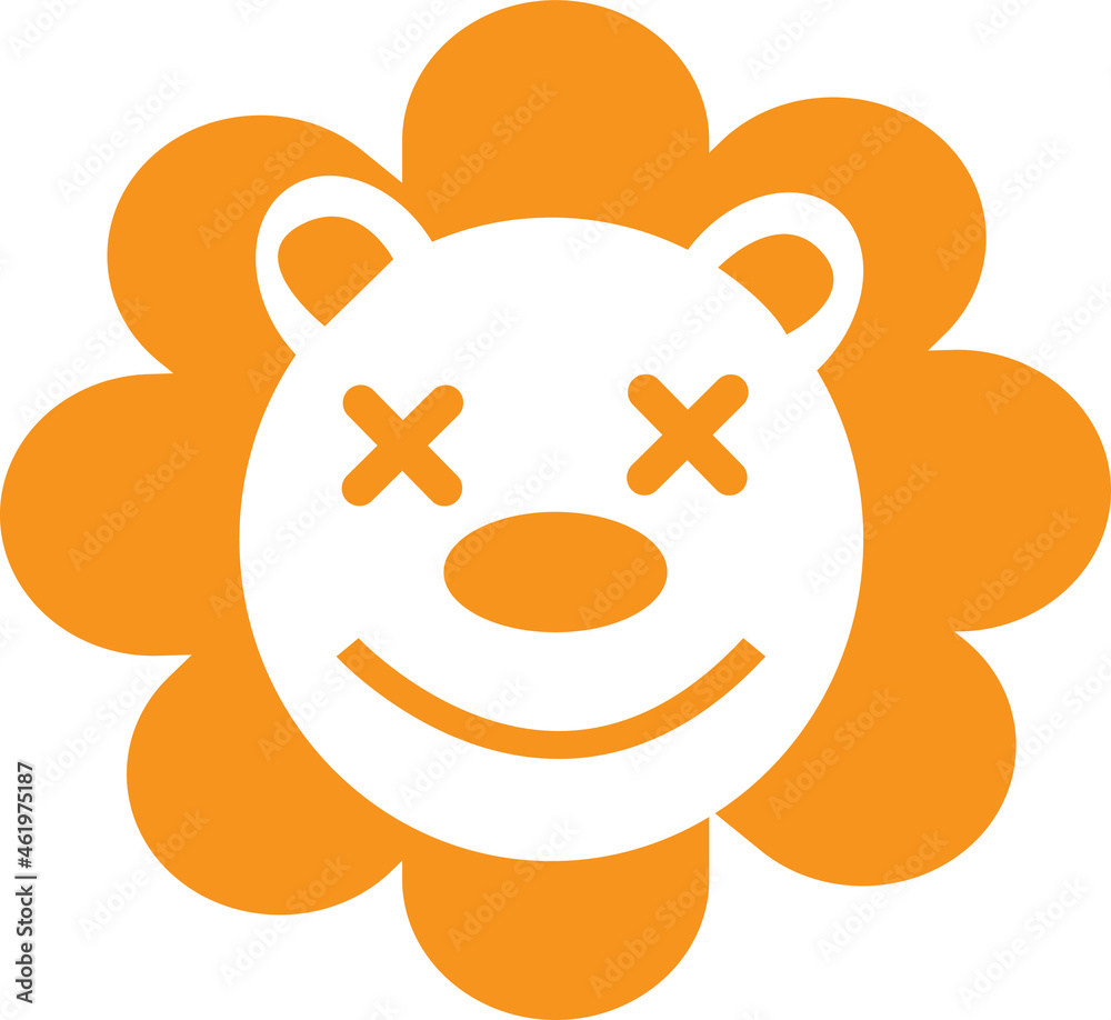 Cute Lion emotion Icon Illustration sign design
