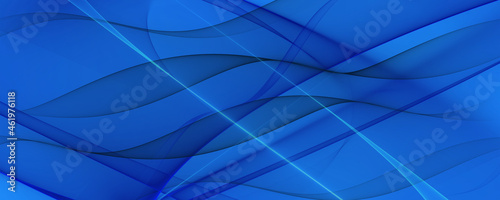 Abstrakter Hintergrund 4k blau hell dunkel schwarz Wellen und Linilen Banner © Pixelot
