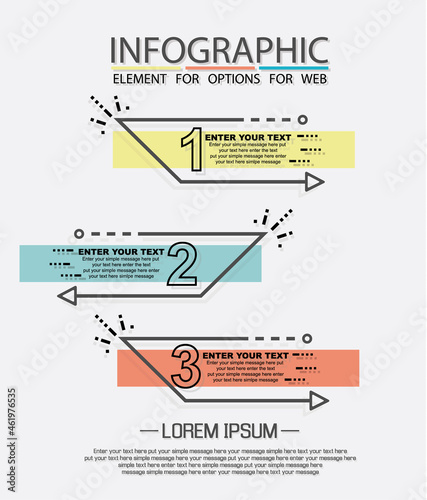 Infographic of three simple style options in multicolor fourth edition