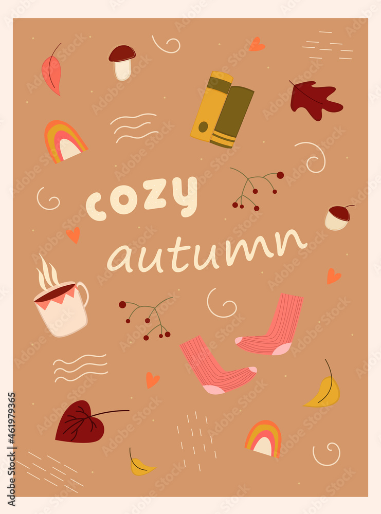 cozy autumn cute doodle pattern