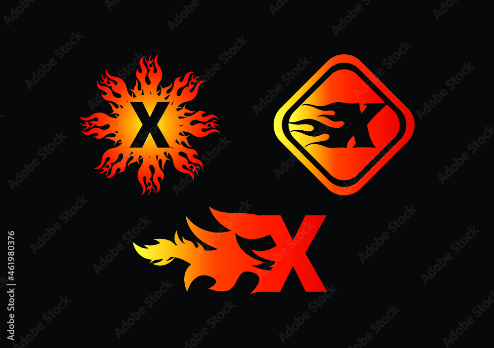 Obraz premium Fire X Letter Logo And Icon Design Template