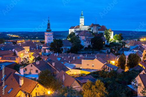 Obraz na płótnie evening view of the town of Mikulov in Moravia, Czech Republic w salonie