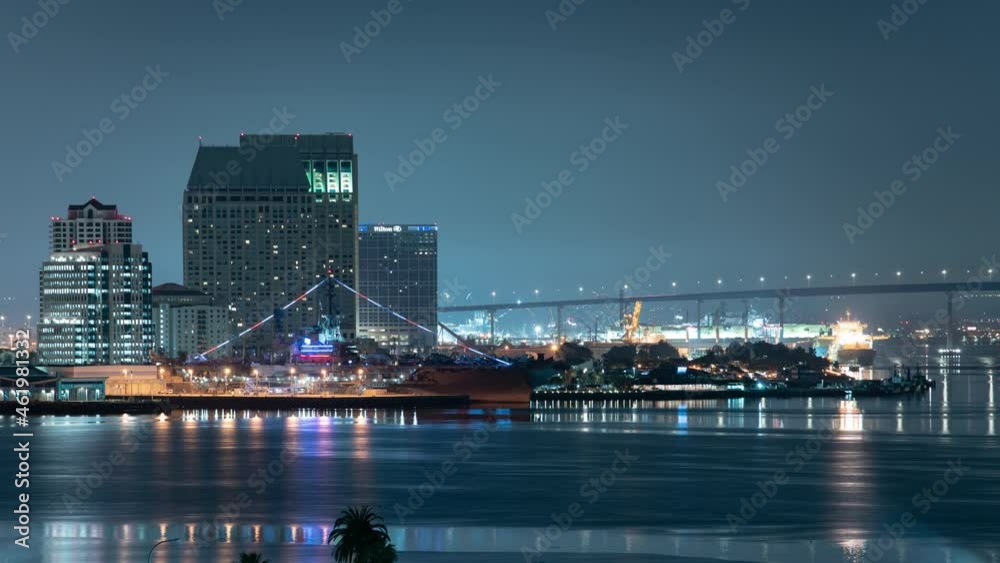 San Diego Bay Coronado Bridge Telephoto Night Time Lapse California USA San Diego Bay Coronado Bridge Telephoto Night Time Lapse California USA