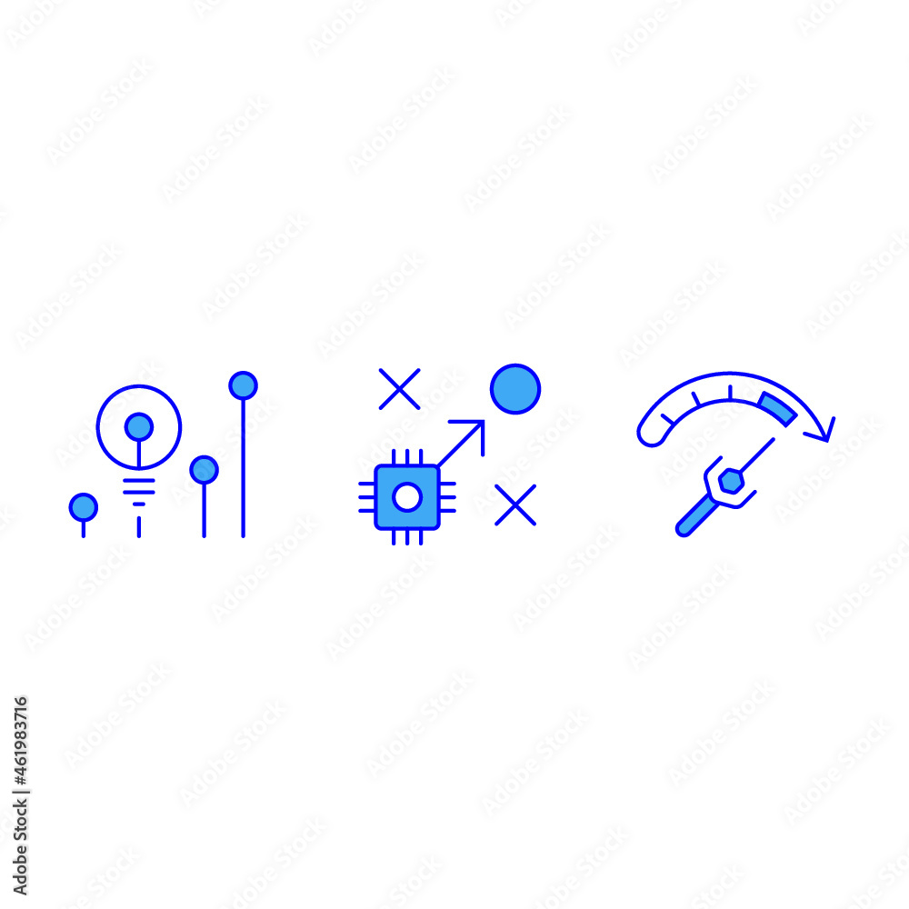 Smart decision making icons set in color. Outline set of decision making vector icons for web design Smart decision making icons set in color. Outline set of decision making vector icons for web design