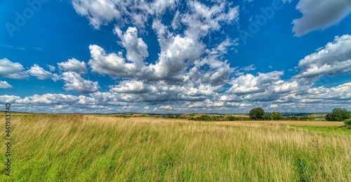 lower austrian landscape with tumulus near grossmugl leeberg