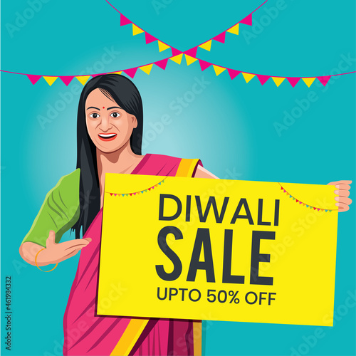 Diwali Sale Offer Vector Indian Women