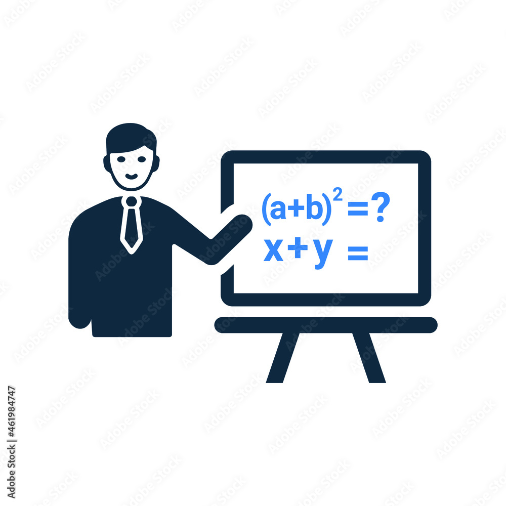 Mathematics, teacher, math, salutation icon. Editable vector graphics.