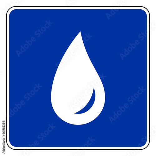 Wassertropfen und Schild