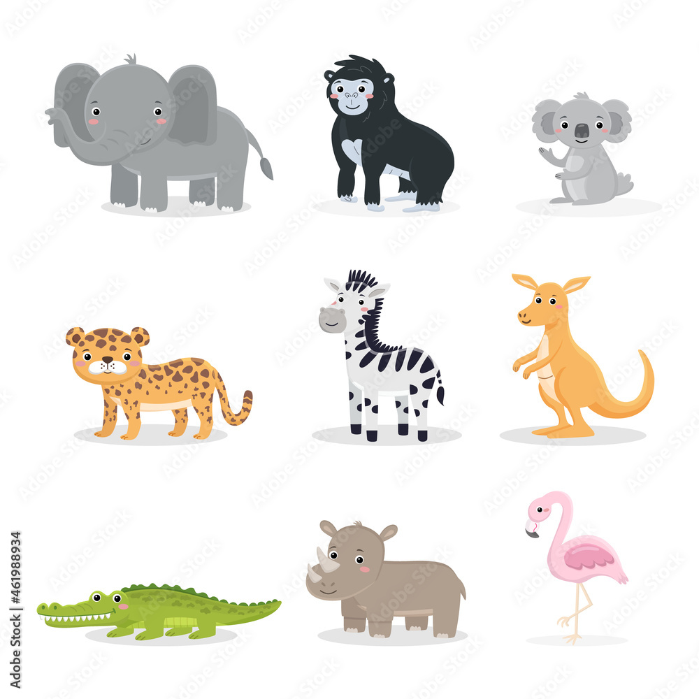 Cute vector wild animals collection. Printable templates Stock Vector ...