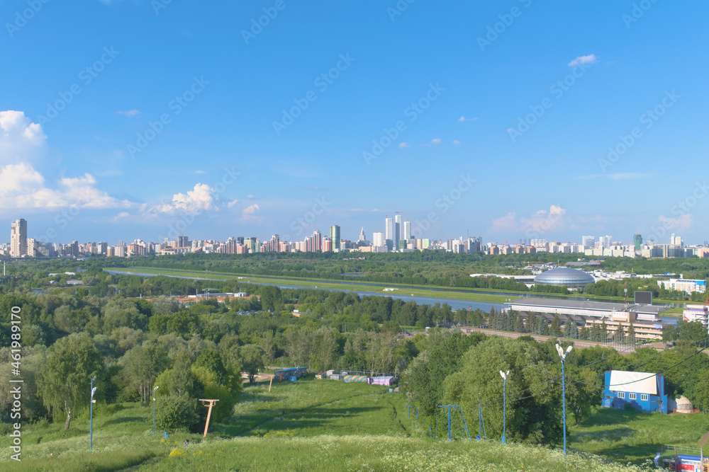 Summer Moscow landscape. View from Krylatskoye Hills. 