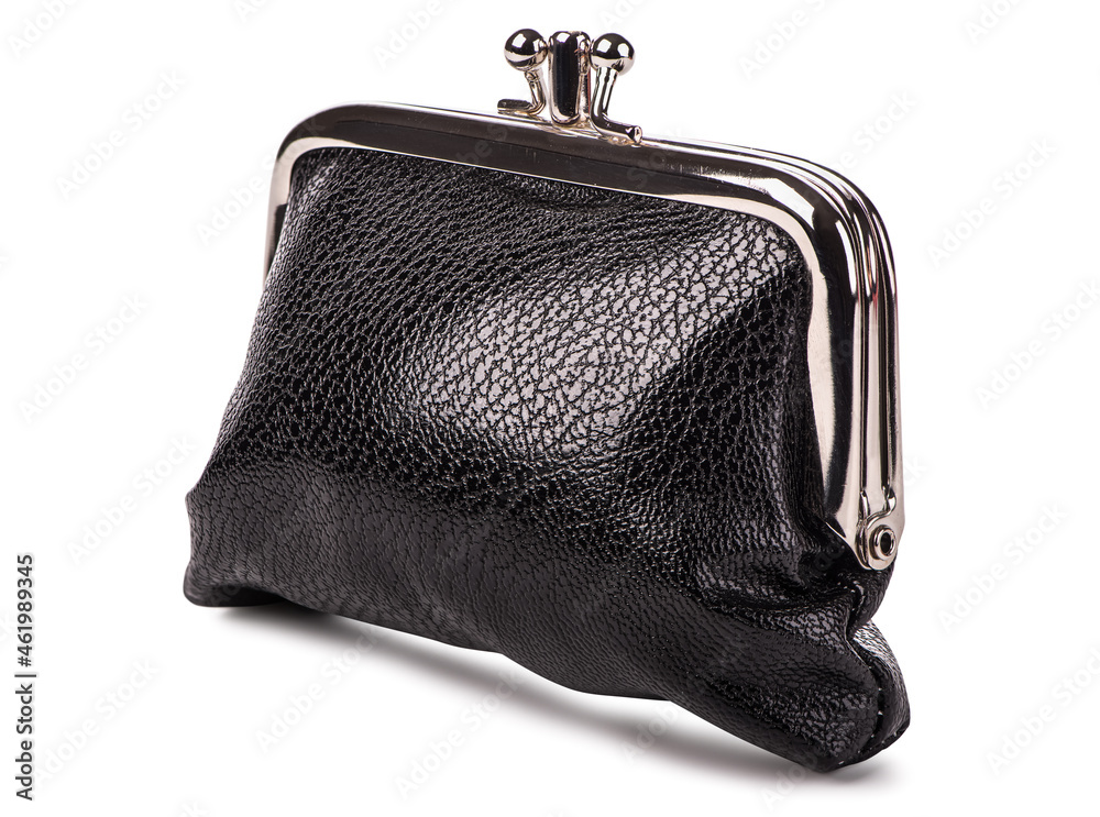 Black leather purse isolated