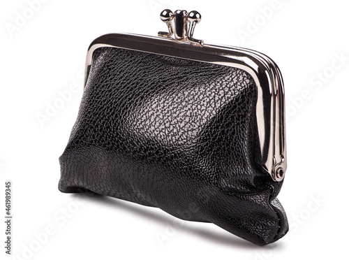Obraz na płótnie Black leather purse isolated w salonie