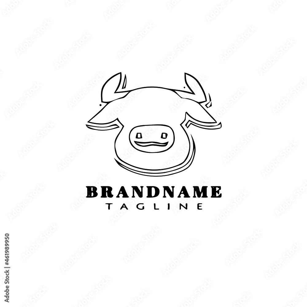 Obraz premium bull logo cartoon icon design template black vector illustration