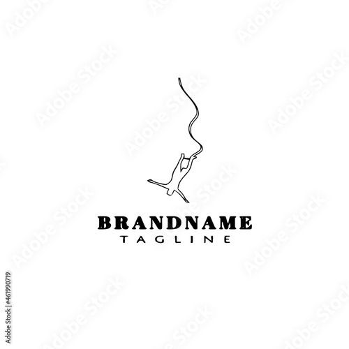 bungee jumper cartoon logo icon design template black vector illustration