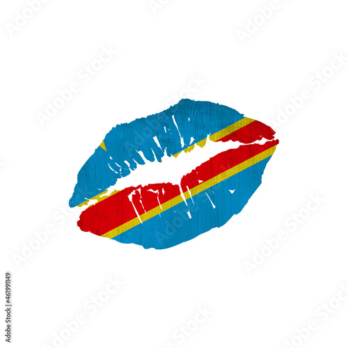 World countries. Lip print patriotic kiss- sublimation on white background. Democratic Republic of the Congo