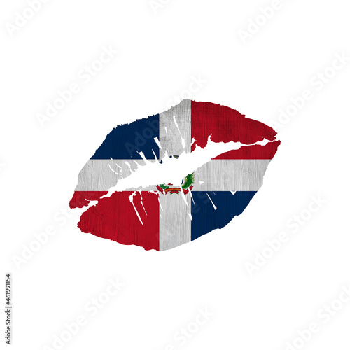 World countries. Lip print patriotic kiss- sublimation on white background. Dominican_Republic