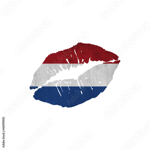 World countries. Lip print patriotic kiss- sublimation on white background. Netherlands