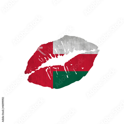 World countries. Lip print patriotic kiss- sublimation on white background. Oman