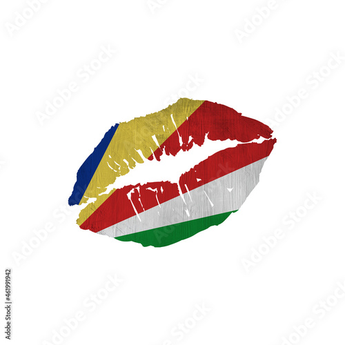 World countries. Lip print patriotic kiss- sublimation on white background. Seychelles