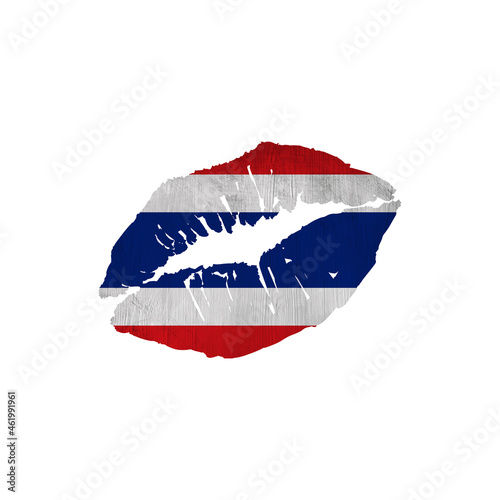 World countries. Lip print patriotic kiss- sublimation on white background. Thailand