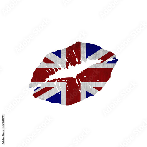 World countries. Lip print patriotic kiss- sublimation on white background. United Kingdom