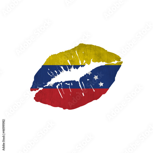 World countries. Lip print patriotic kiss- sublimation on white background. Venezuela