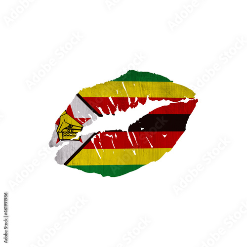 World countries. Lip print patriotic kiss- sublimation on white background. Zimbabwe