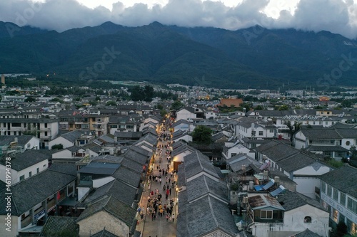 Aerial view of Dali Old Town in Dali, Yunnan photo