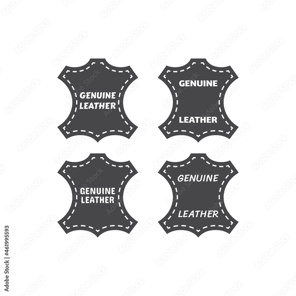 Genuine leather black vector icon. Leather label symbol. Genuine leather black vector icon. Leather label symbol.