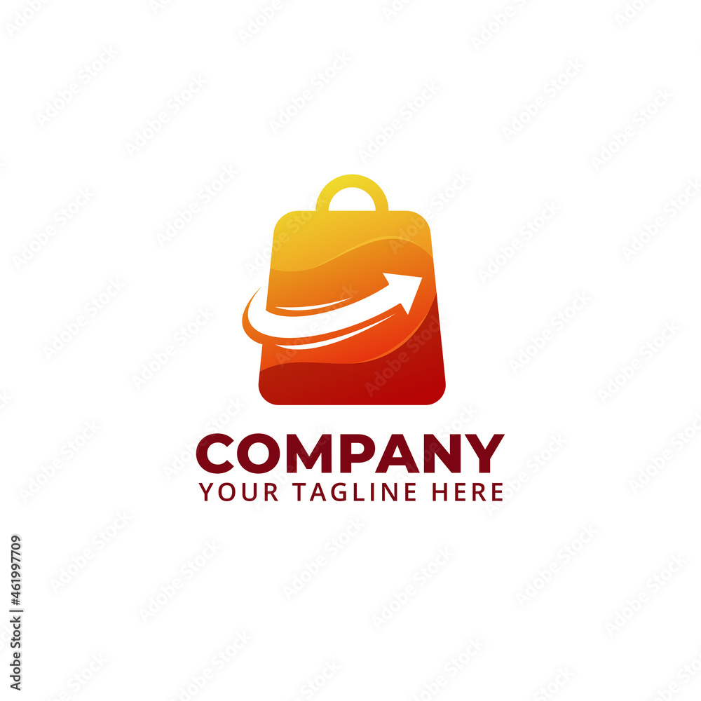 shop bag sales with up arrow increase symbol logo