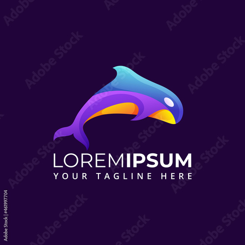 orca whale abstract gradient logo
