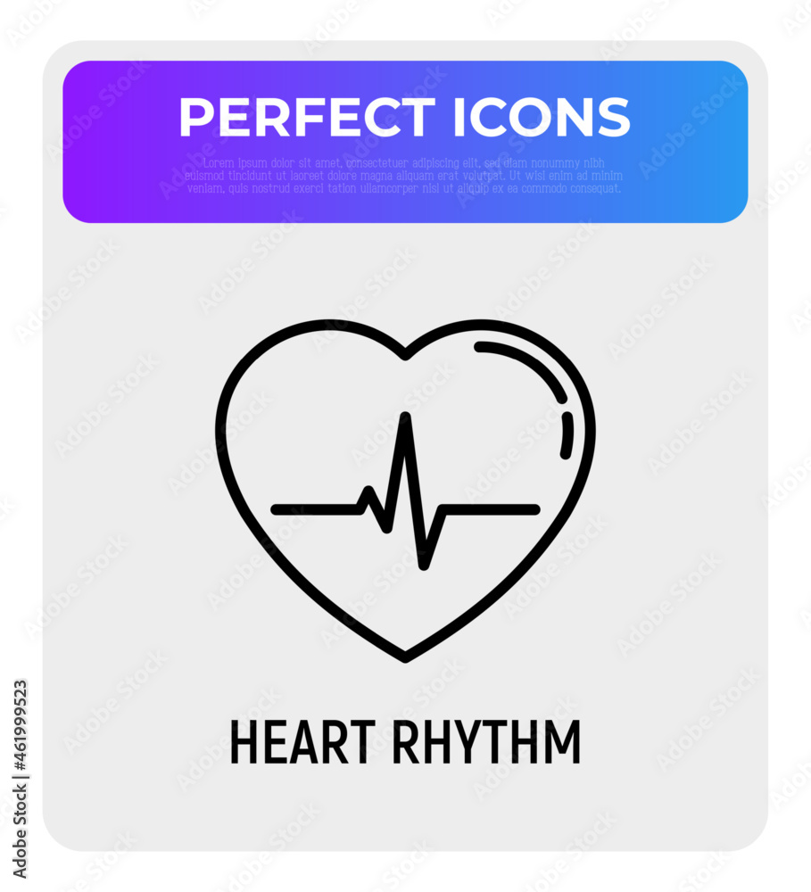 Heart rhythm thin line icon. Modern vector illustration of ECG. Heart rhythm thin line icon. Modern vector illustration of ECG.