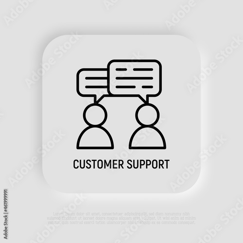 Customer support thin line icon, online assistant. Modern vector illustration.