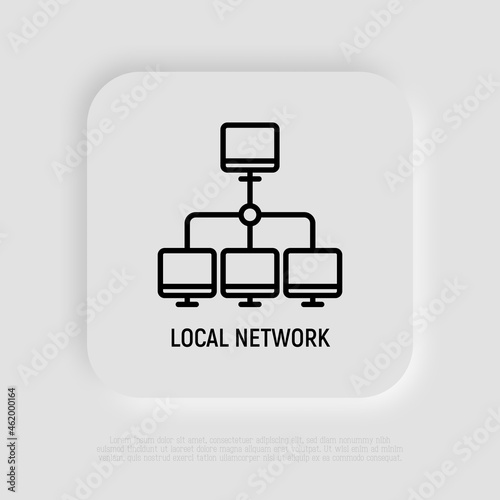 Local network thin line icon. Modern vector illustration of computer connection.