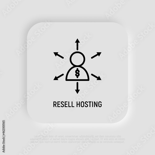 Hosting reseller thin line icon. Modern vector illustration.