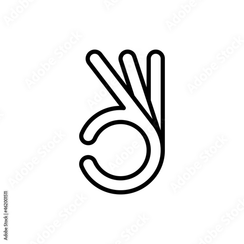 Ok symbol, hand gesture thin line icon. Good choice. Modern vector illustration.
