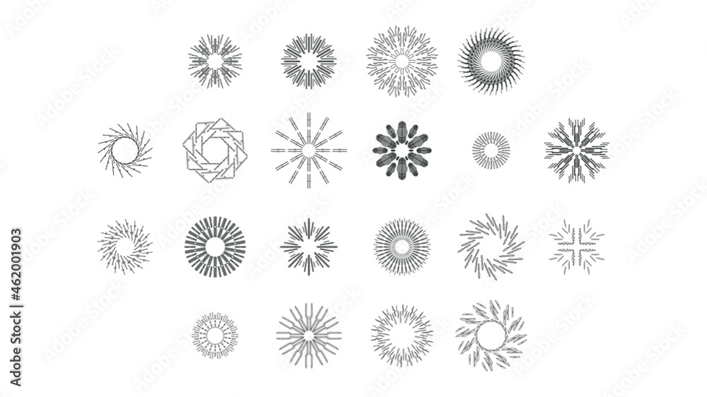 Set Abstract Collection Round Circles Starburst Sunburst Sunset Black Line Doodle Design Elements Bursting Rays Sunrise Shine Light Radiant Sparkles Vector Design Style Set Abstract Collection Round Circles Starburst Sunburst Sunset Black Line Doodle Design Elements Bursting Rays Sunrise Shine Light Radiant Sparkles Vector Design Style