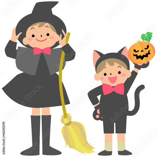 ハロウィンに仮装した子どもたち