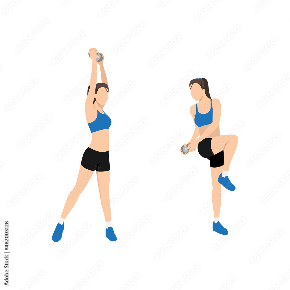 Woman doing Balance chop exercise. Flat vector illustration isolated on white background Woman doing Balance chop exercise. Flat vector illustration isolated on white background