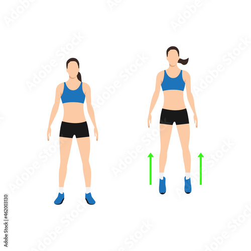 Woman doing Ankle hops exercise. Flat vector illustration isolated on white background