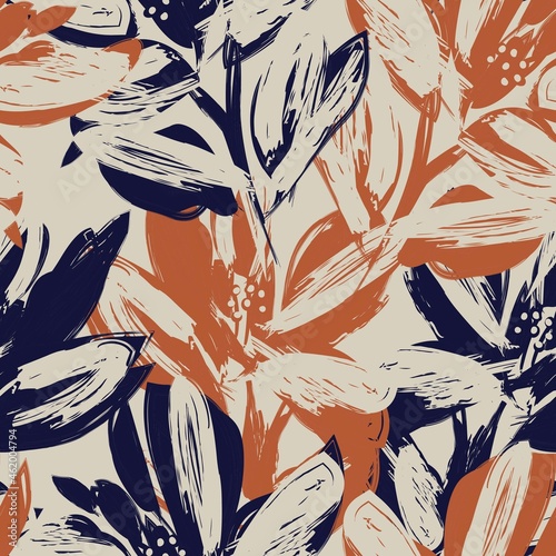 Floral Brush strokes Seamless Pattern Background